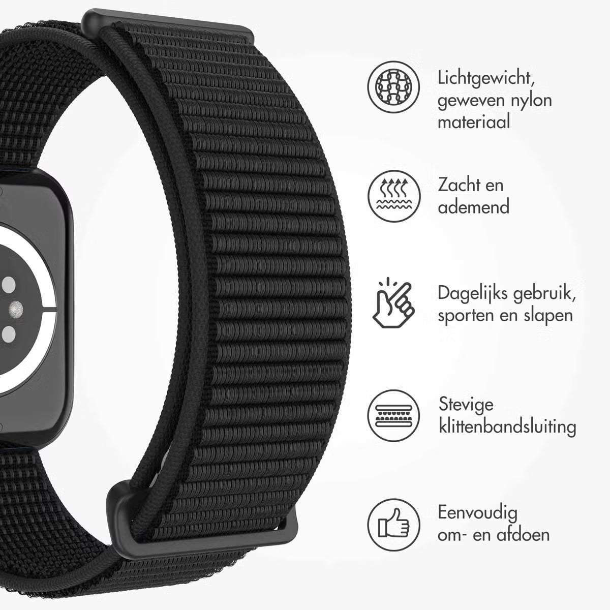 imoshion Nylon bandje voor de Apple Watch | 38/40/41/42 mm - Zwart