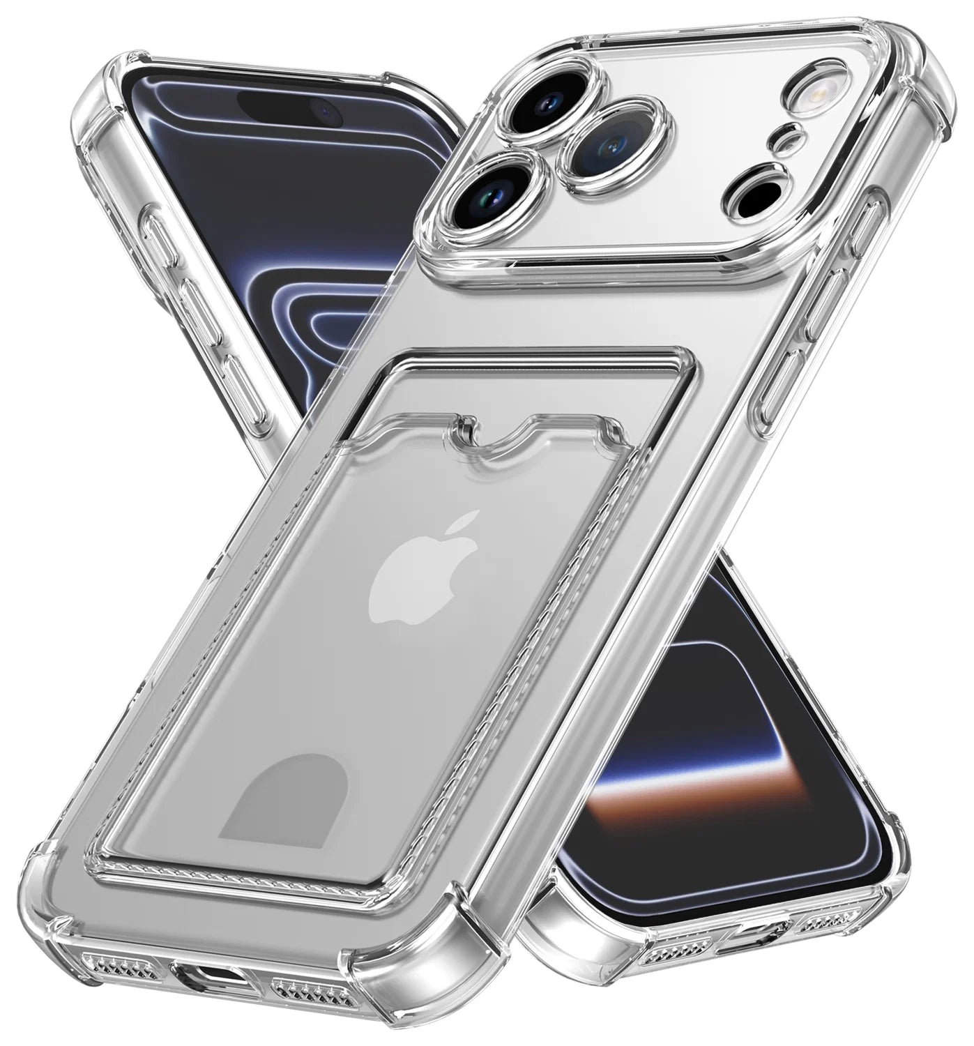 Apple iPhone 17 Pro Max Hoesje Dun TPU met Pasjeshouder Back Cover Transparant