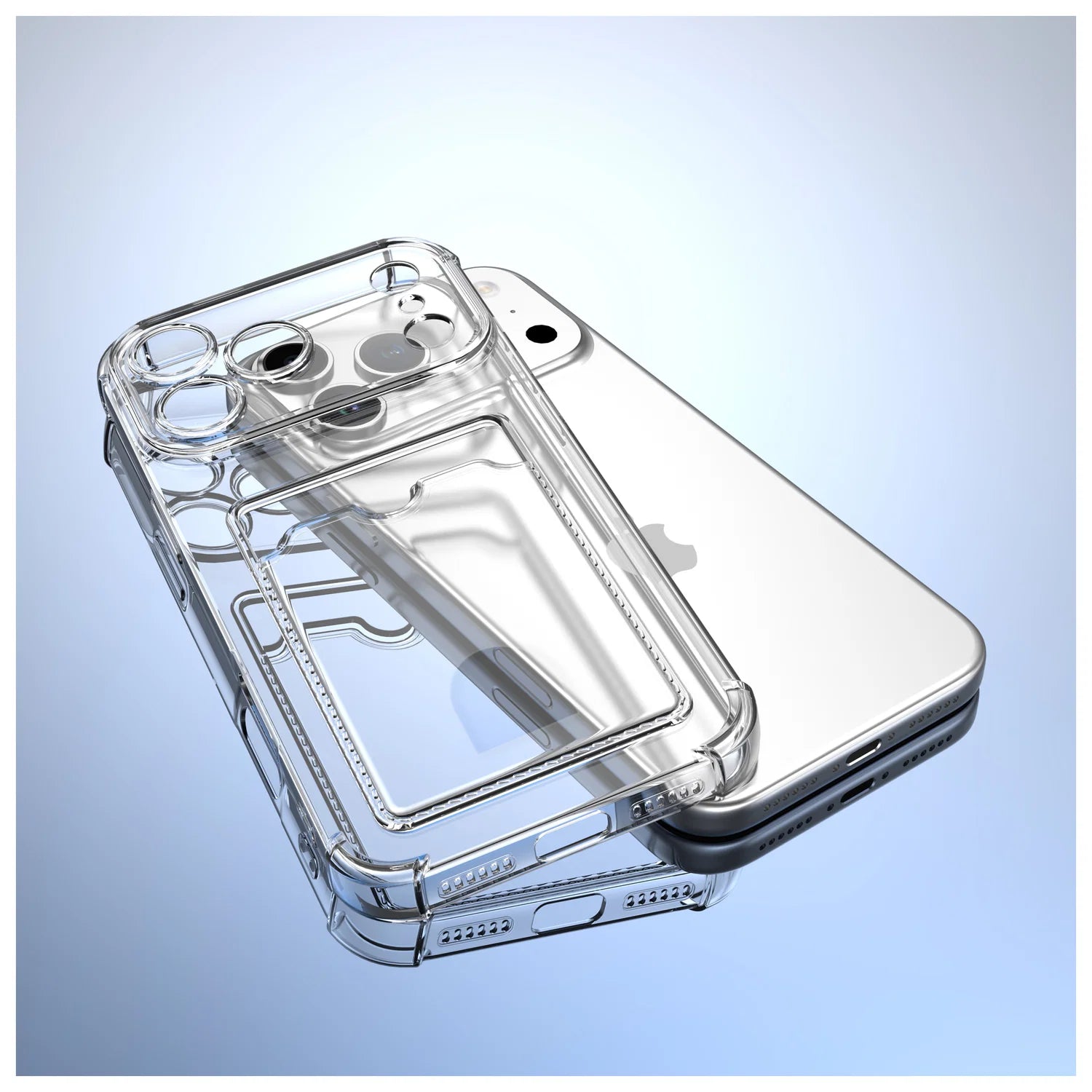 Apple iPhone 17 Pro Max Hoesje Dun TPU met Pasjeshouder Back Cover Transparant