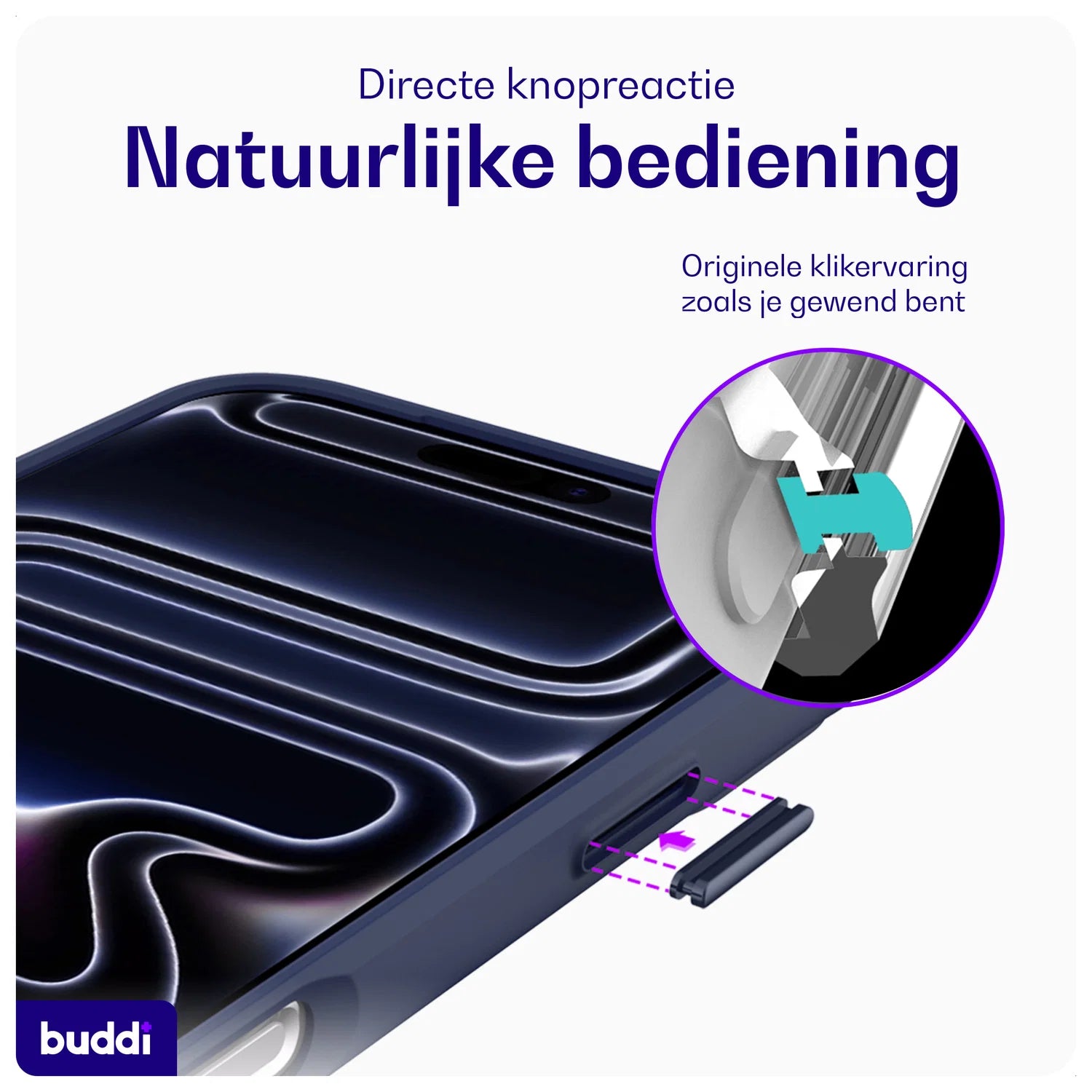 Buddi Hybrid iPhone 17 Pro Max Hoesje MagSafe Back Cover Matched Blauw