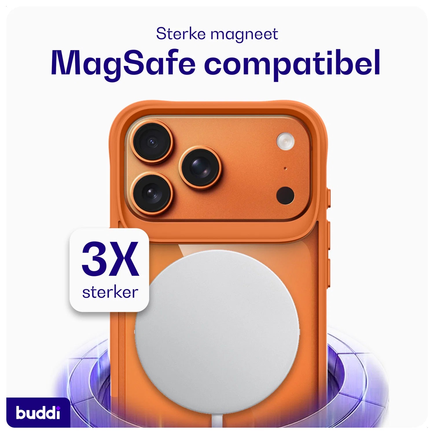 Buddi Hybrid iPhone 17 Pro Max Hoesje MagSafe Back Cover Matched Oranje