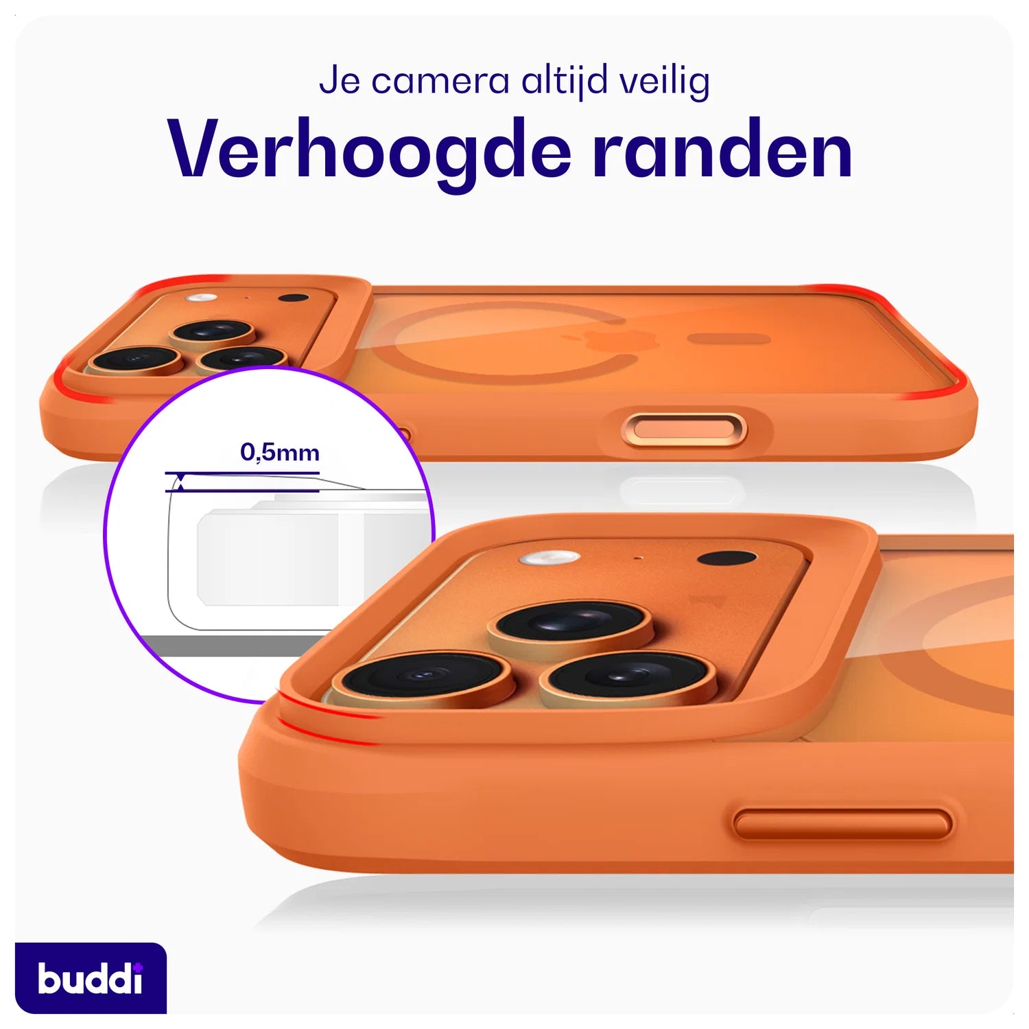 Buddi Hybrid iPhone 17 Pro Max Hoesje MagSafe Back Cover Matched Oranje