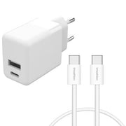 imoshion Oplader - USB-C en USB aansluiting - Power Delivery - 20 Watt - 1 meter - Wit